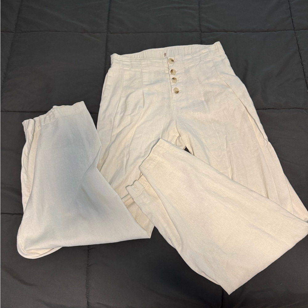 High-Waisted white beach  Pants